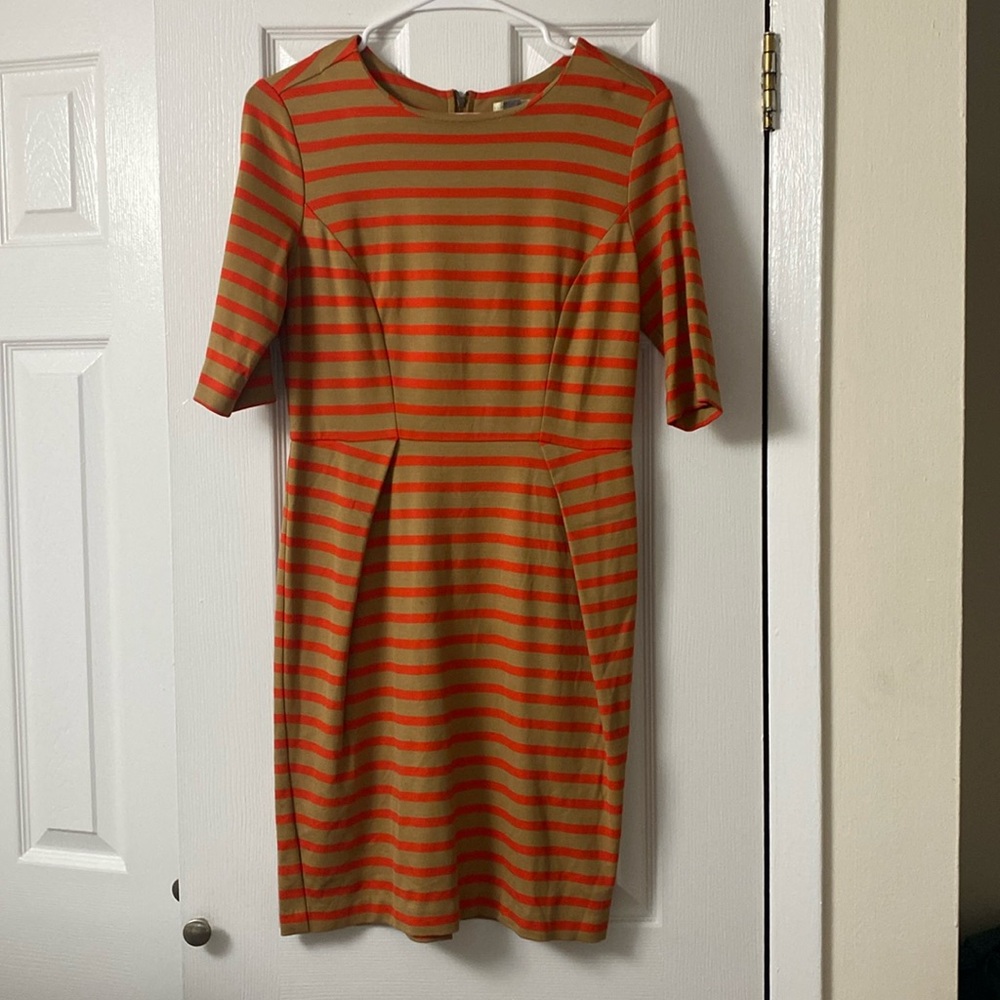 Tan and orange striped dress